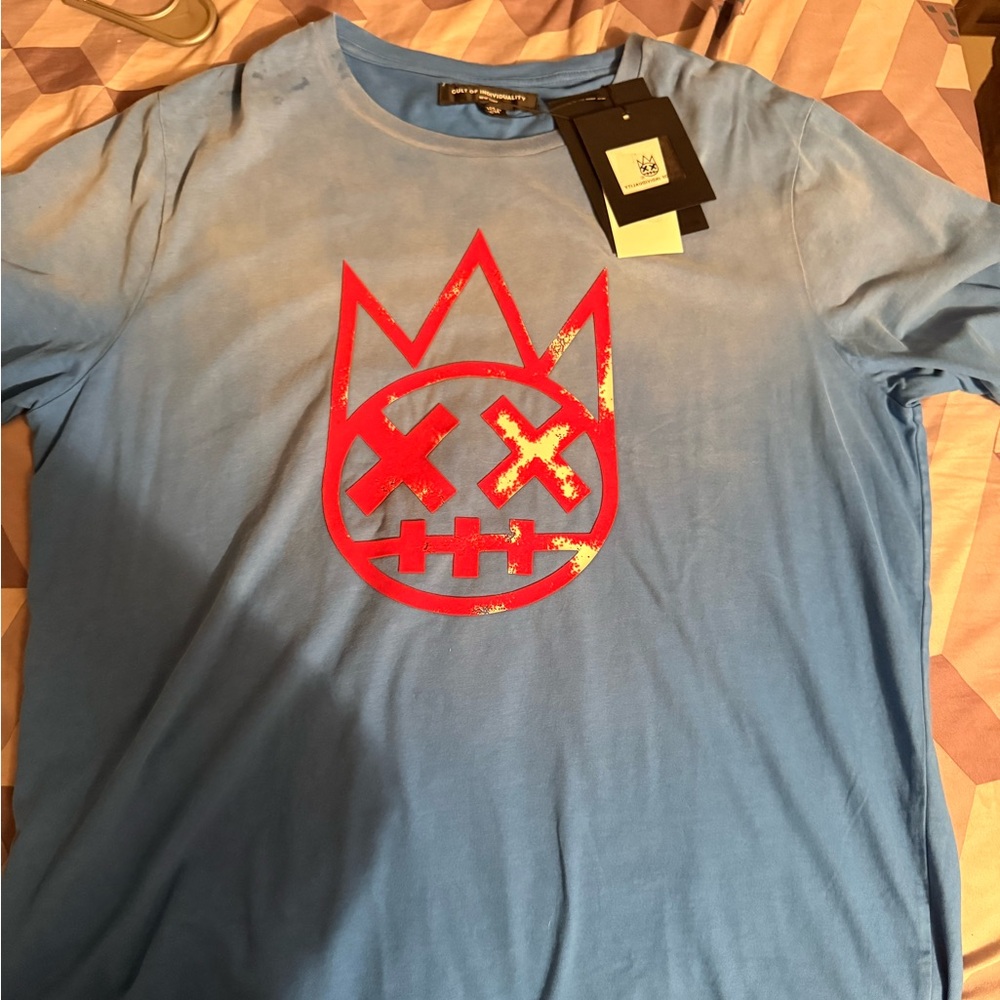 Cult of Individuality Blue Tee with Red Accent